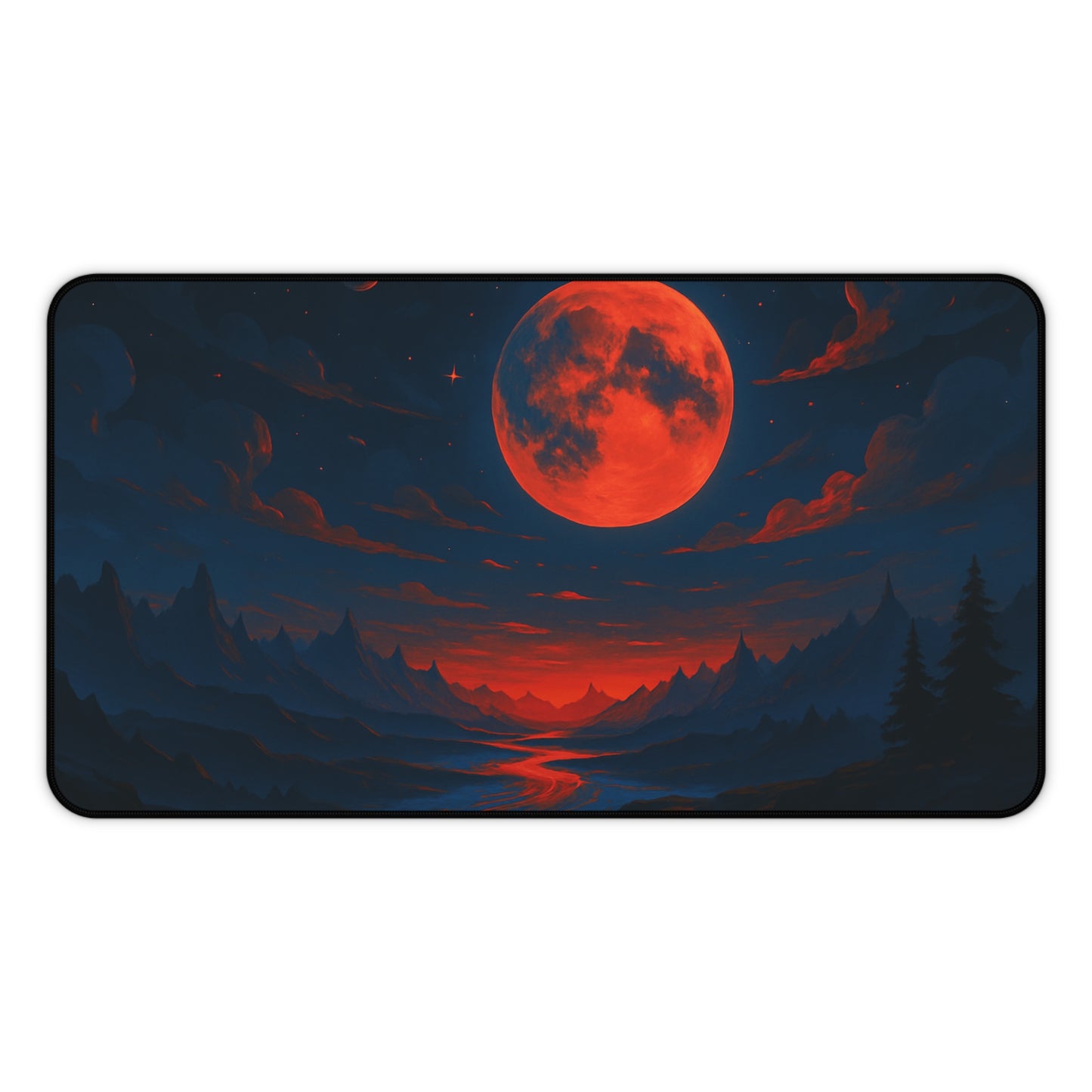 Mystical Moonlit Landscape Desk Mat, Office Decor, Gaming Mouse Pad, Cozy Workspace Accessories, Gift for Nature Lovers