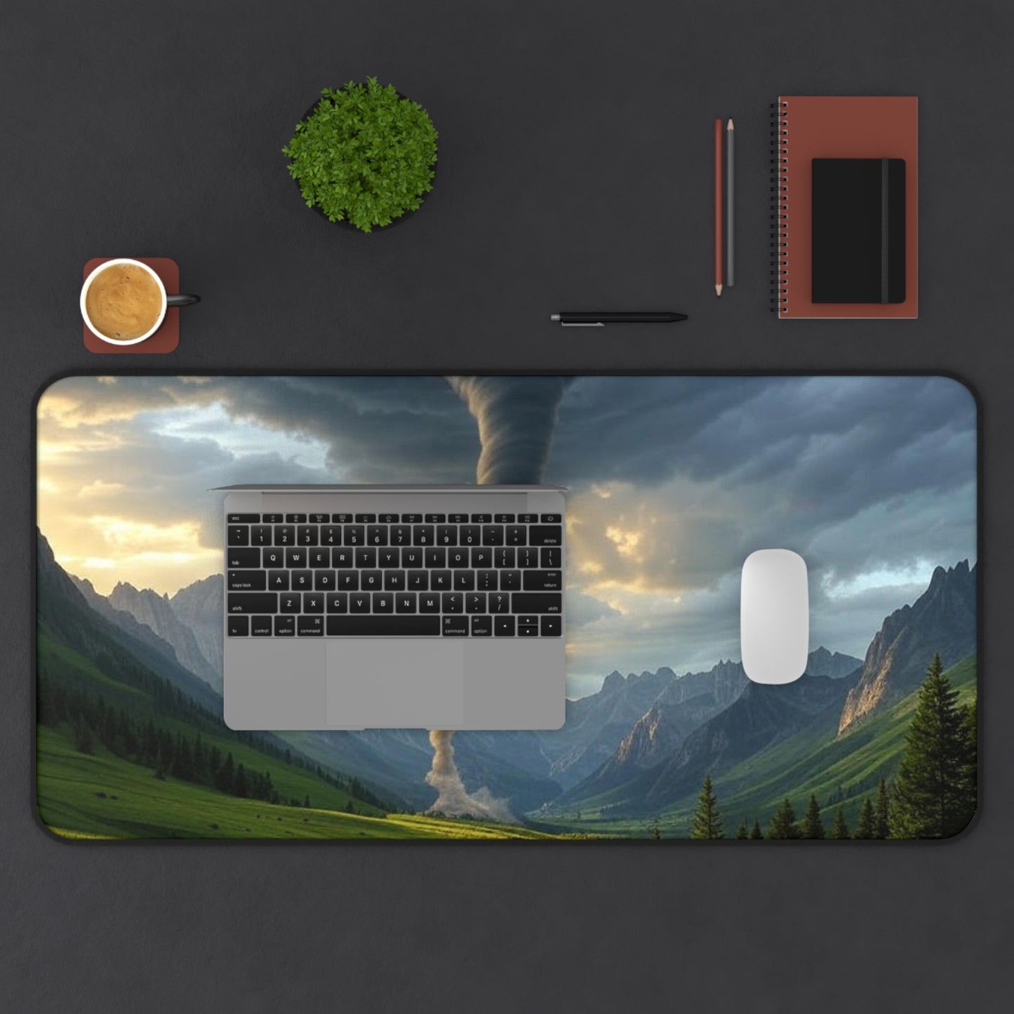Tornado Desk Mat - Game Room Decor, Office Accessories, Home Office Gift, Unique Mouse Pad, Nature Themed