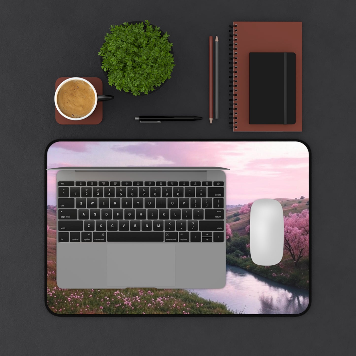 Serene Cherry Blossom Desk Mat - Nature-Inspired Work Space Decor