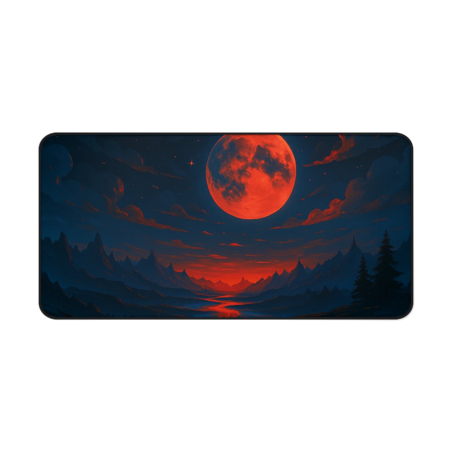 Mystical Moonlit Landscape Desk Mat, Office Decor, Gaming Mouse Pad, Cozy Workspace Accessories, Gift for Nature Lovers