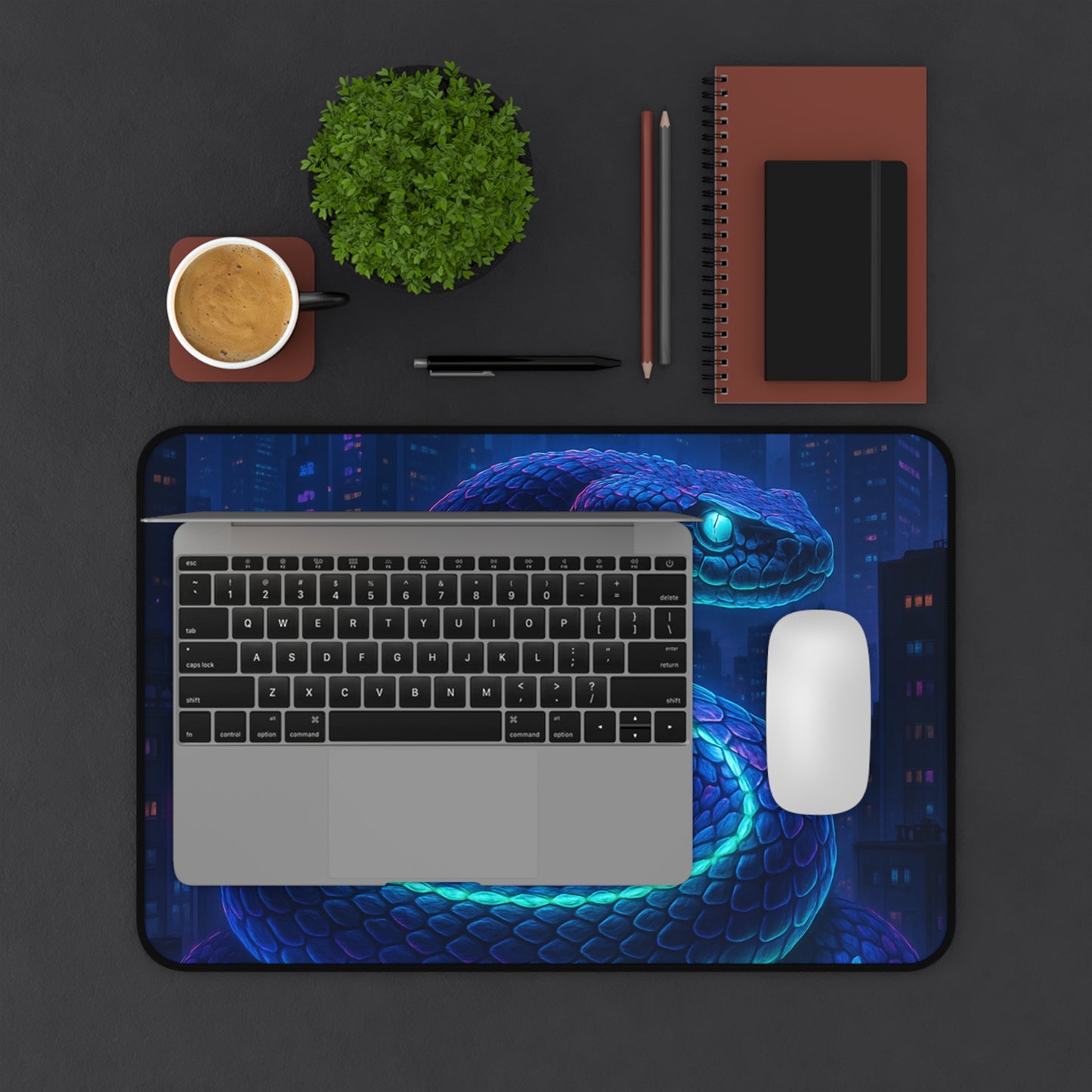 Mystical Snake Desk Mat Gaming Accessories, Office Decor, Unique Gift, Computer Mouse Pad, Fantasy Home Office