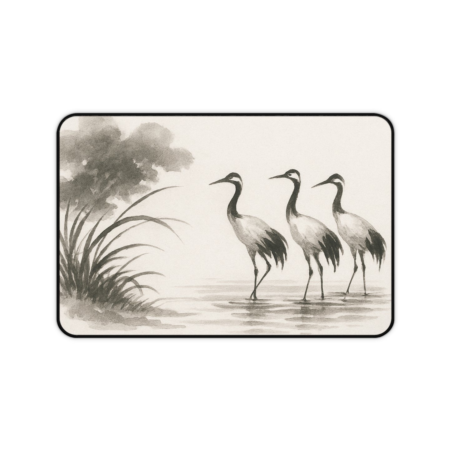 Elegant Crane Desk Mat, Office Decor, Bird Theme Desk Pad, Creative Workspace Accessory, Gift for Nature Lovers