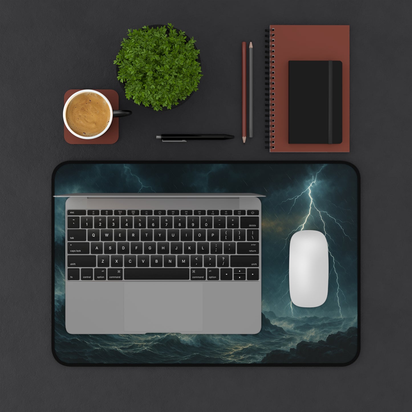 Stormy Lighthouse Desk Mat Perfect for Home Office Gamer