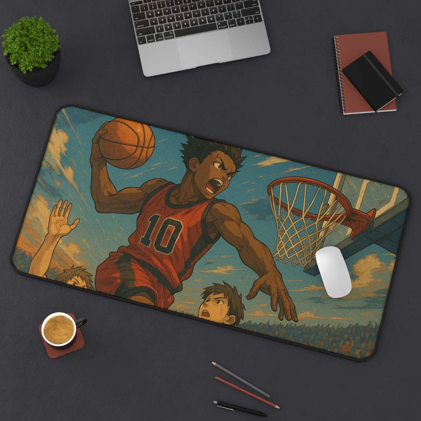 Basketball-Themed Desk Mat, Perfect for Sports Fans, Gamers & Students, Gift for Coaches, Back to School, Office Decor