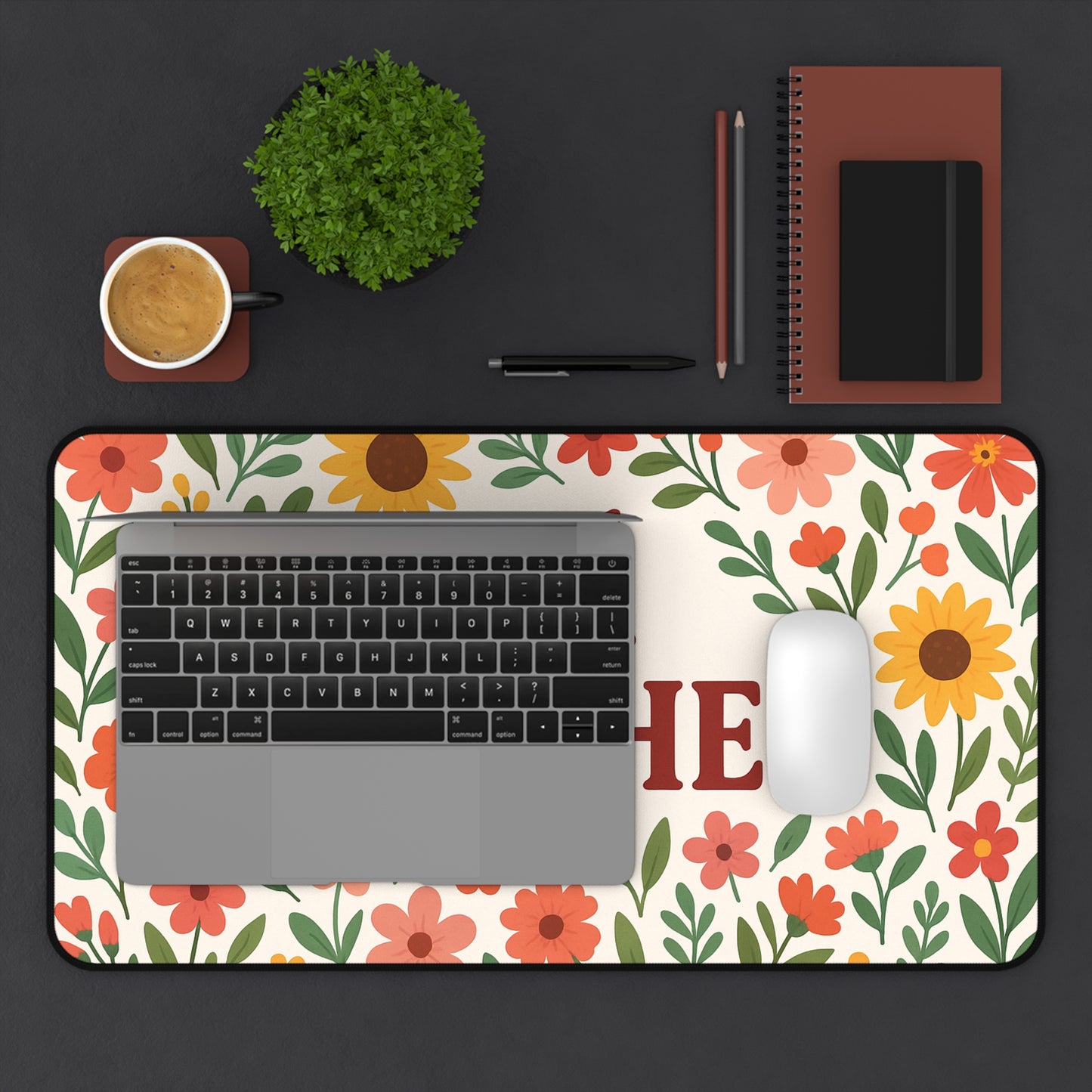 Floral #1 Teacher Desk Mat, Gift for Educators, Home Office Decor, Teacher Appreciation, Classroom Accessory