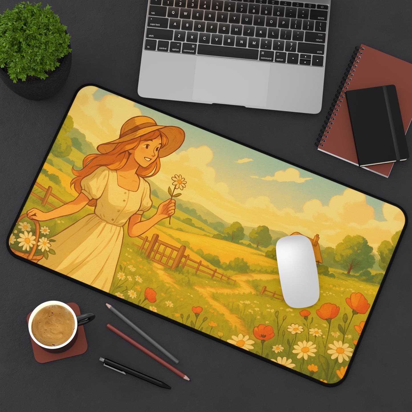 Enchanting Floral Desk Mat, Office Decor, Nature Lover Gift, Workspace Organizer, Ideal for Home or Office