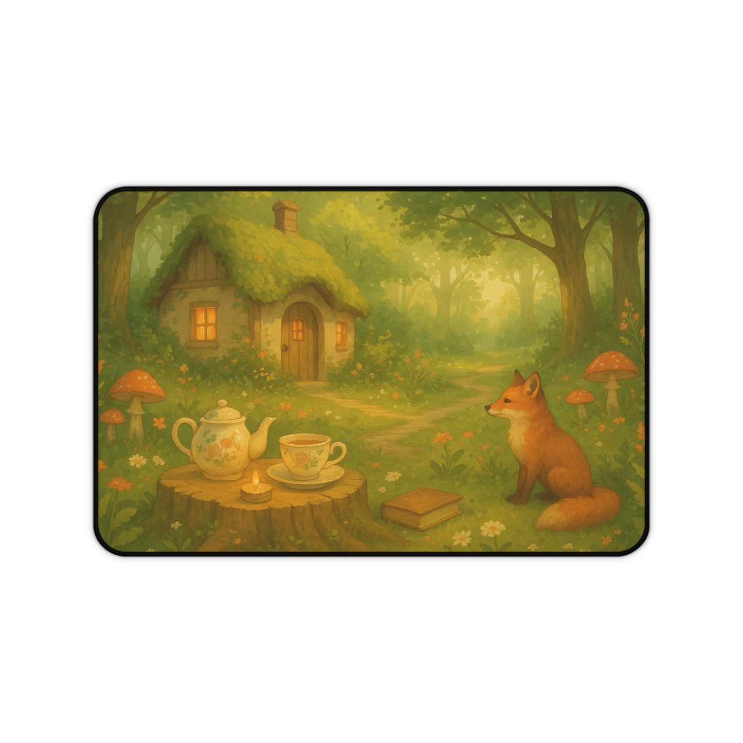 Whimsical Forest Desk Mat, Cozy Home Office Decor, Cute Animal Desk Pad, Nature Lover Gift, Aesthetic Mousepad