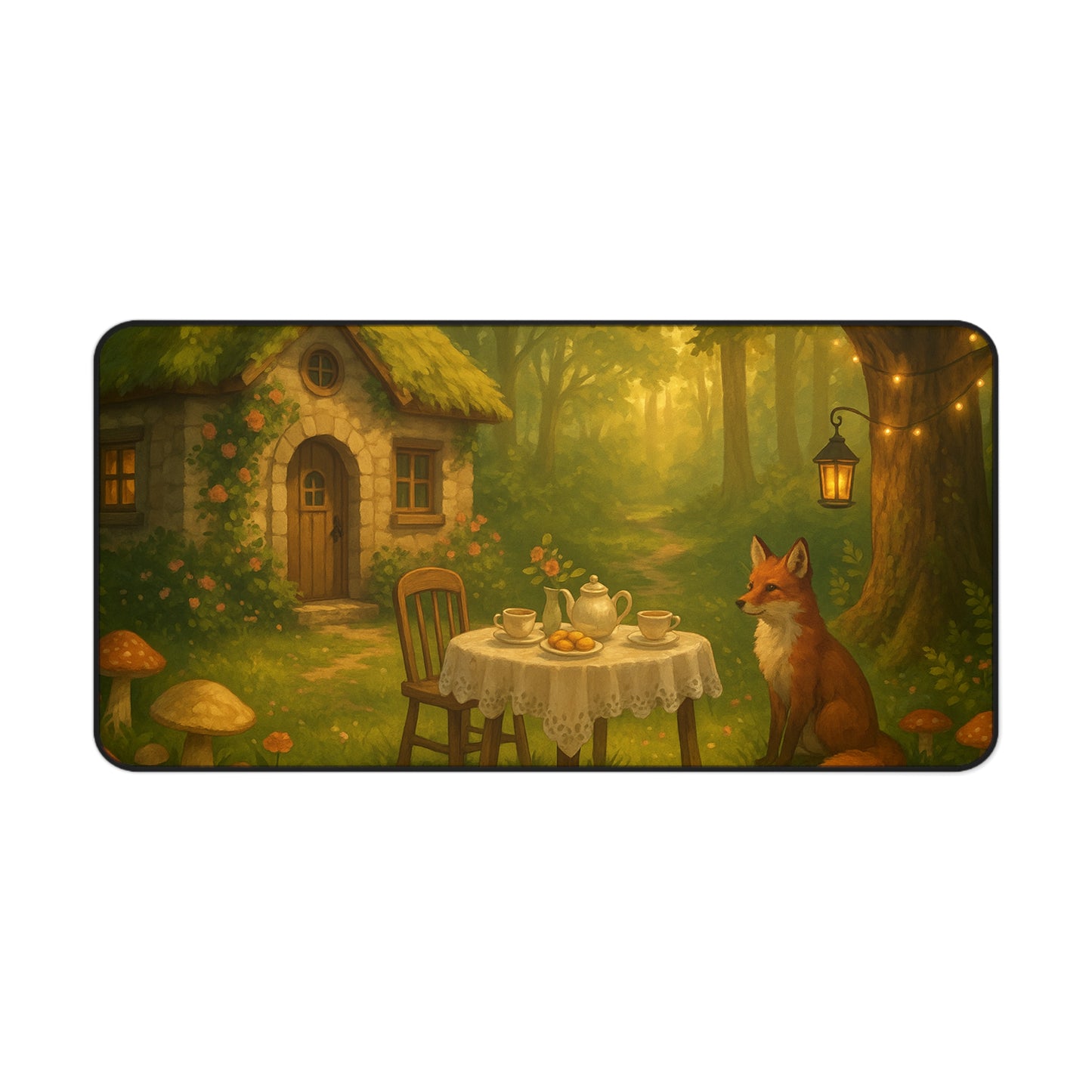Whimsical Forest Fox Desk Mat, Cozy Office Decor, Nature Inspired Desk Pad, Cute Workspace Accessory, Gift for Animal Lovers, Home Office