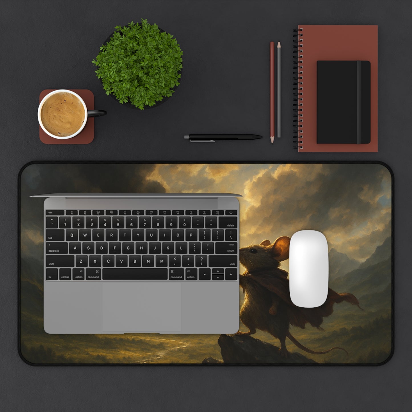 Fantasy Mouse Warrior Desk Mat - Inspirational Mouse Design for Gamers & Dreamers