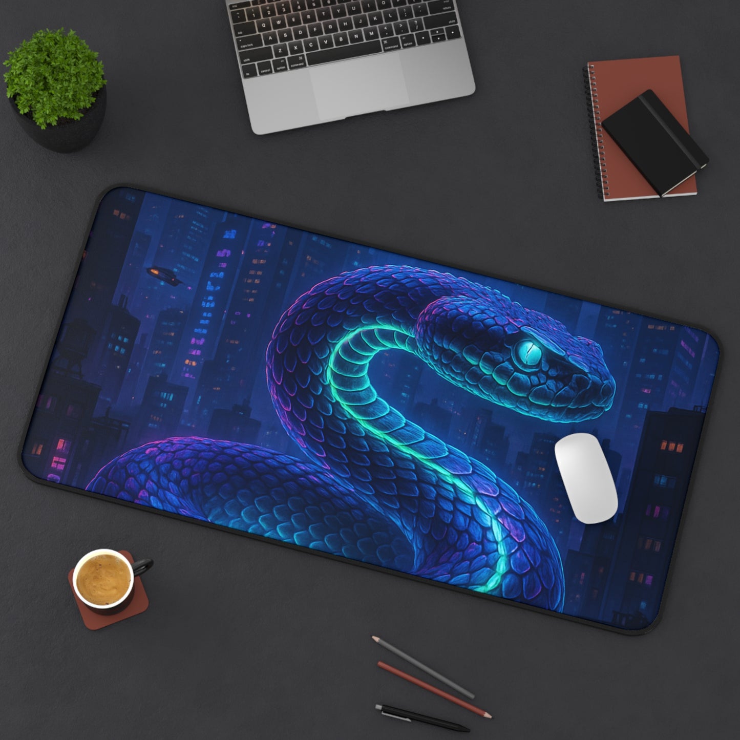 Mystical Snake Desk Mat Gaming Accessories, Office Decor, Unique Gift, Computer Mouse Pad, Fantasy Home Office