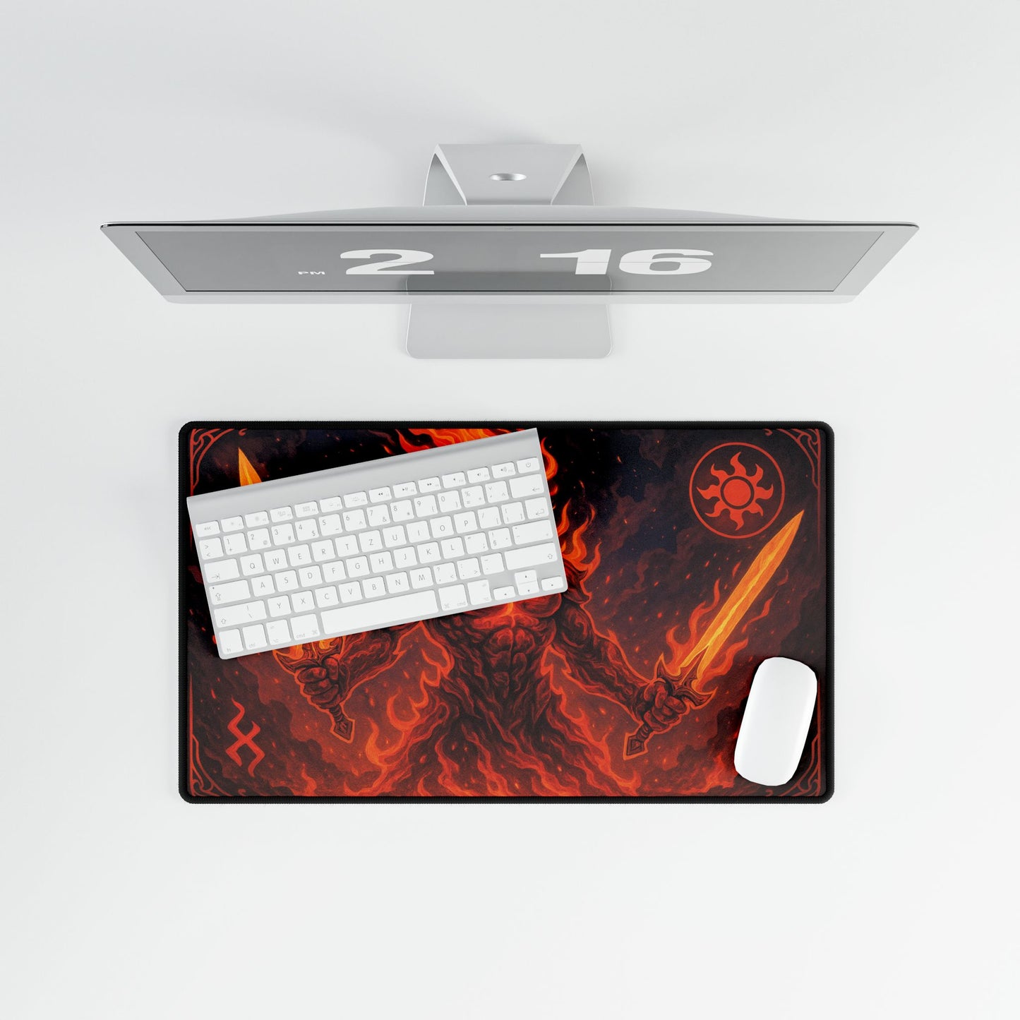 π₯ Fiery Elemental Warrior Desk Mat β Bold Style Meets Battle-Ready Performance