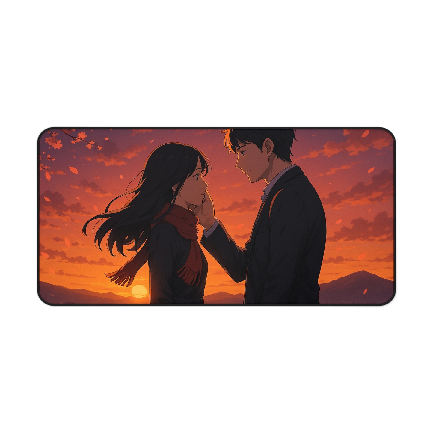 Romantic Anime Desk Mat, Cozy Workspace Decor for Anime Lovers, Unique Gift for Him or Her, Perfect for Home Office, Valentine's Day