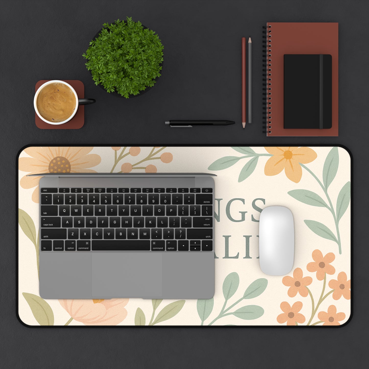 Floral Inspirational Desk Mat - Feelings Are Valid, Office Decor, Workspace Gift, Modern Home Office, Self-Care Reminder