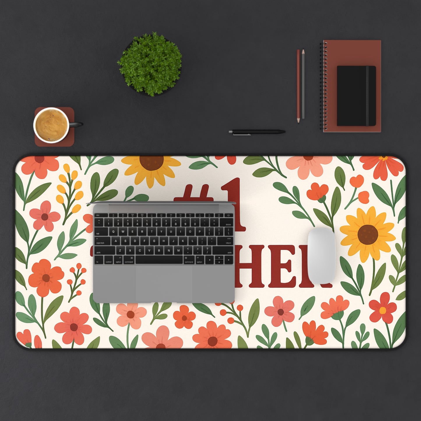 Floral #1 Teacher Desk Mat, Gift for Educators, Home Office Decor, Teacher Appreciation, Classroom Accessory