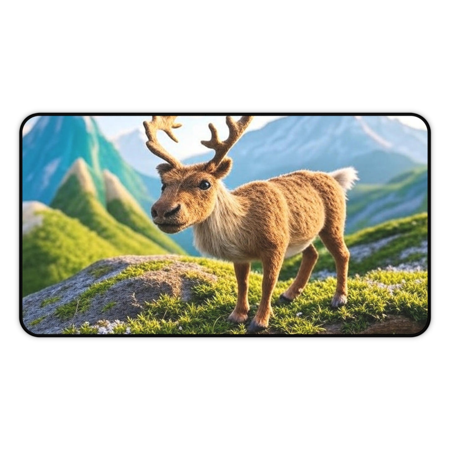 Whimsical Reindeer Desk Mat, Cozy Desk Decor, Office Mouse Pad, Nature Themed Gift, Holiday Home Office Accessory