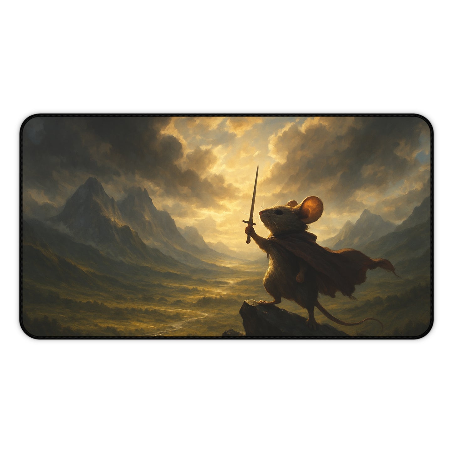 Fantasy Mouse Warrior Desk Mat - Inspirational Mouse Design for Gamers & Dreamers