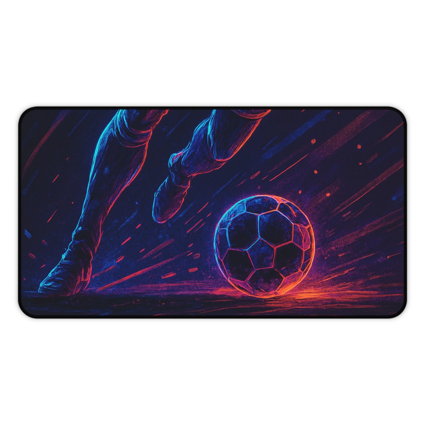 Futuristic Soccer Gamer Desk Mat – Where Esports Meets the Beautiful Game