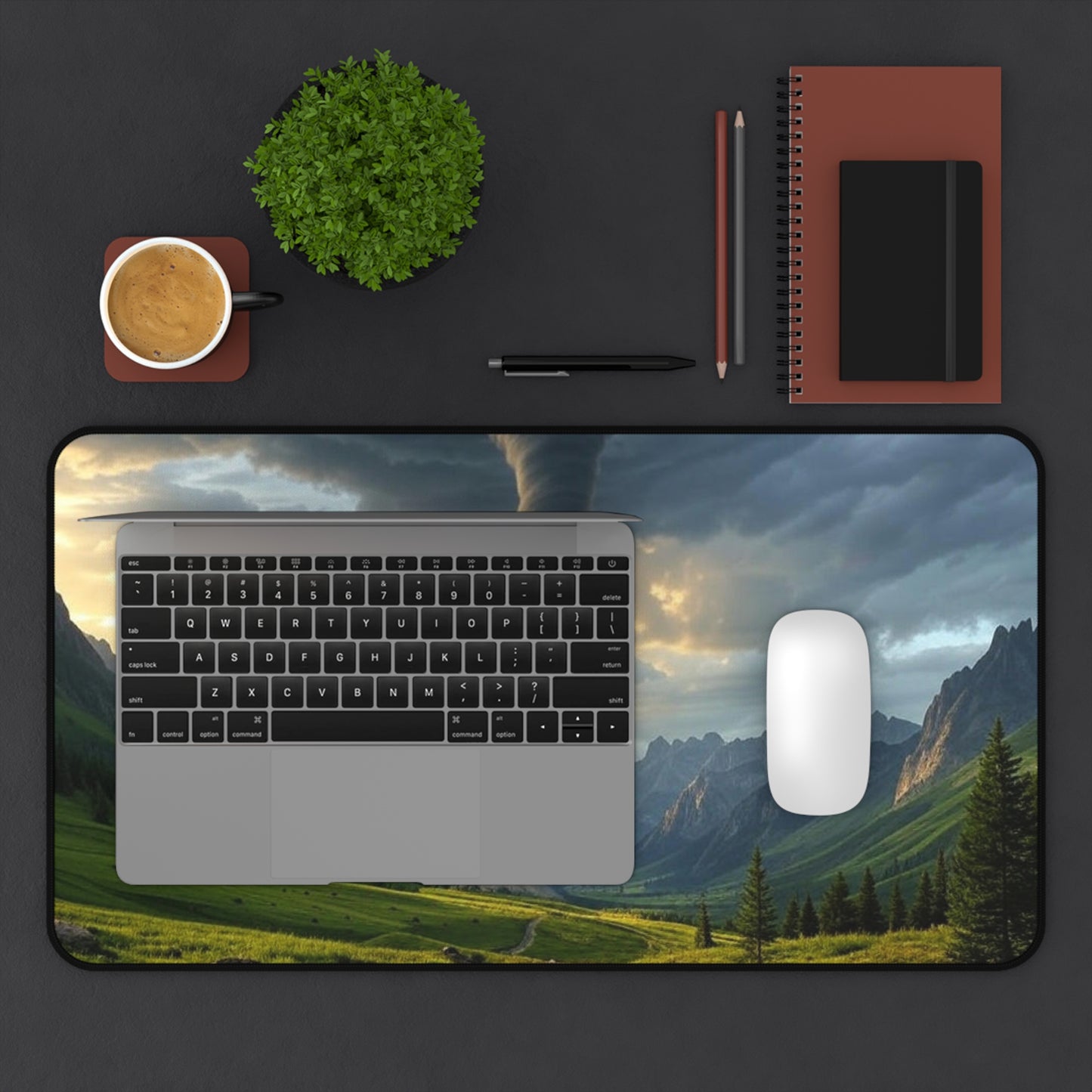 Tornado Desk Mat - Game Room Decor, Office Accessories, Home Office Gift, Unique Mouse Pad, Nature Themed