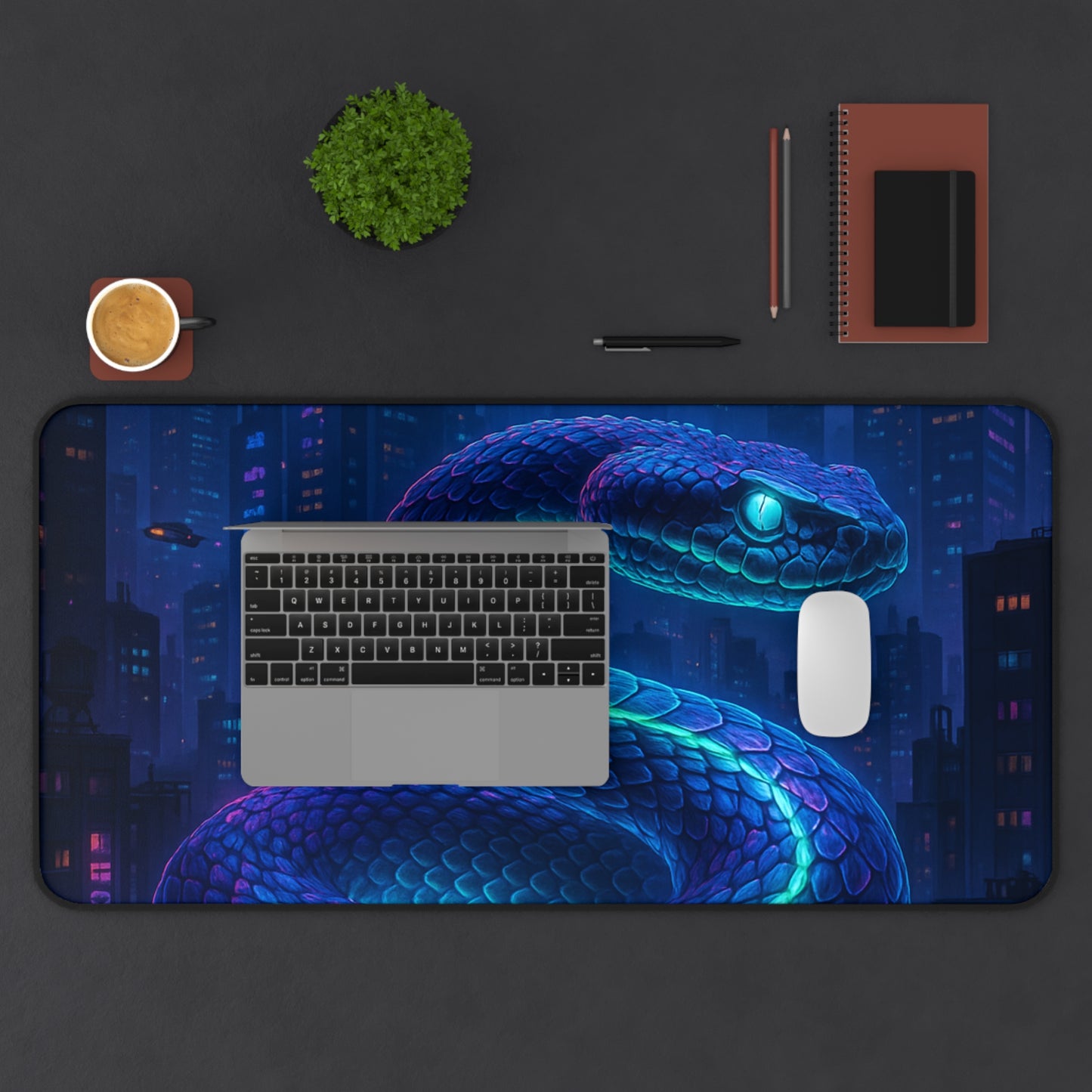Mystical Snake Desk Mat Gaming Accessories, Office Decor, Unique Gift, Computer Mouse Pad, Fantasy Home Office