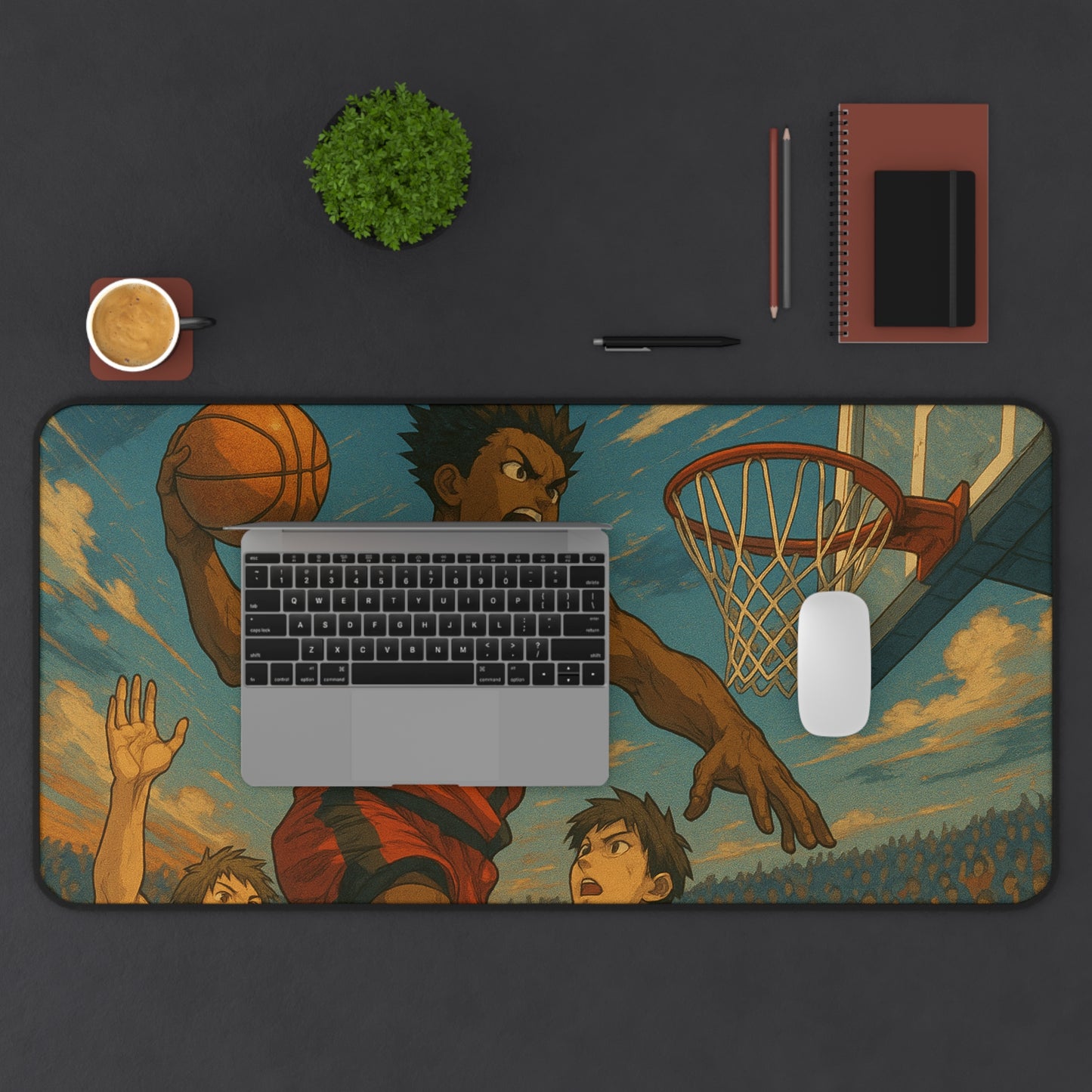 Basketball-Themed Desk Mat, Perfect for Sports Fans, Gamers & Students, Gift for Coaches, Back to School, Office Decor
