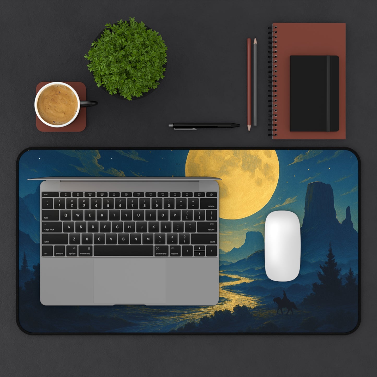 Serene Landscape Desk Mat - Moonlit Night Decor for Home Office, Gaming Setup, Unique Gift, Office Accessories, Desk Organizer