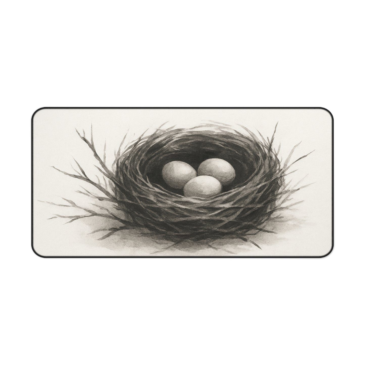 Serene Nest Desk Mat - Cozy Office Decor, Home Office Accessory, Gift for Nature Lovers, Minimalist Workplace, Eggs in Nest Design