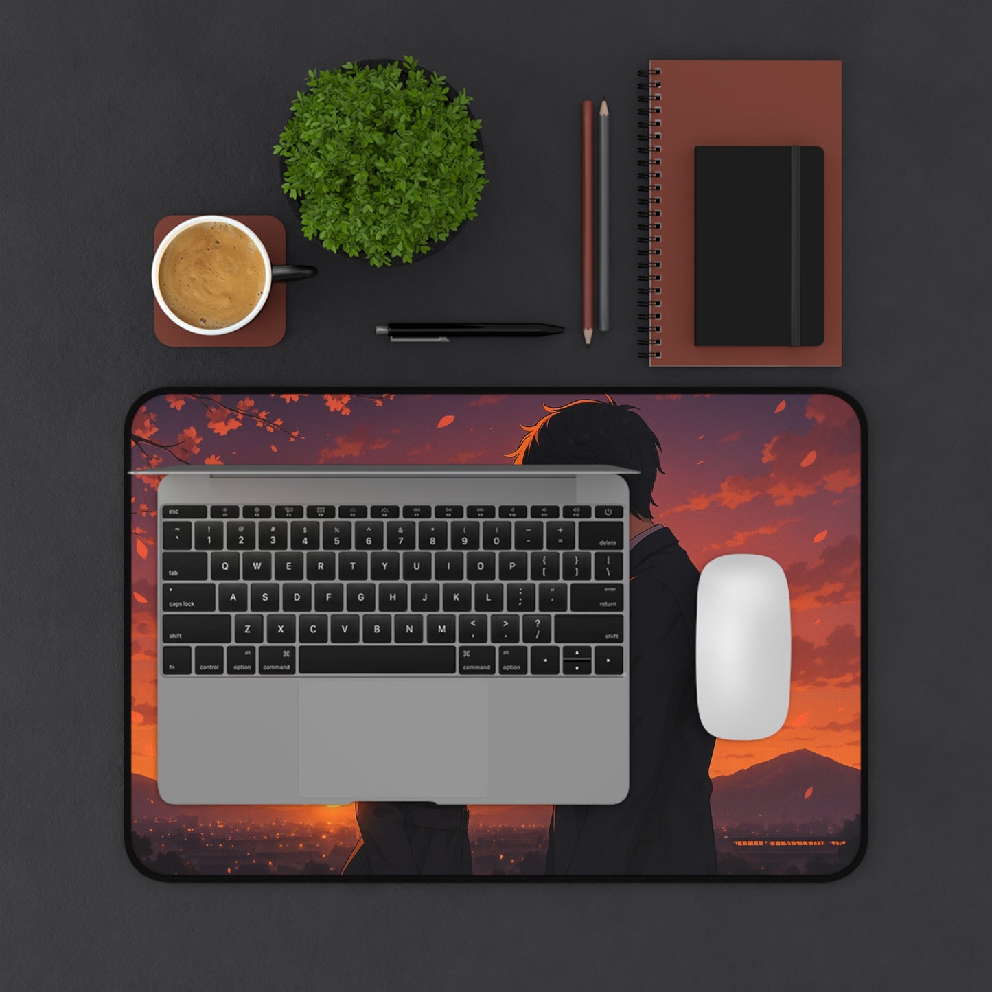 Romantic Anime Desk Mat, Cozy Workspace Decor for Anime Lovers, Unique Gift for Him or Her, Perfect for Home Office, Valentine's Day