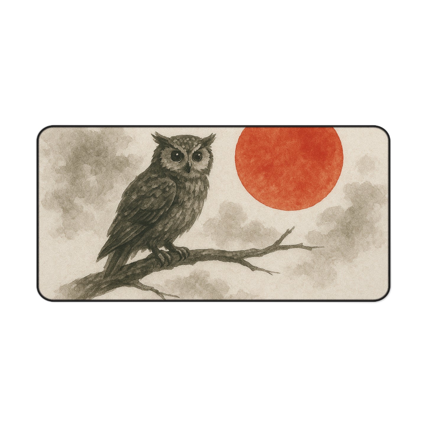 Owl Desk Mat with Sunset Design, Office Decor, Gaming Mat, Artistic Mouse Pad, Gift for Nature Lovers, Unique Home Office Accessory