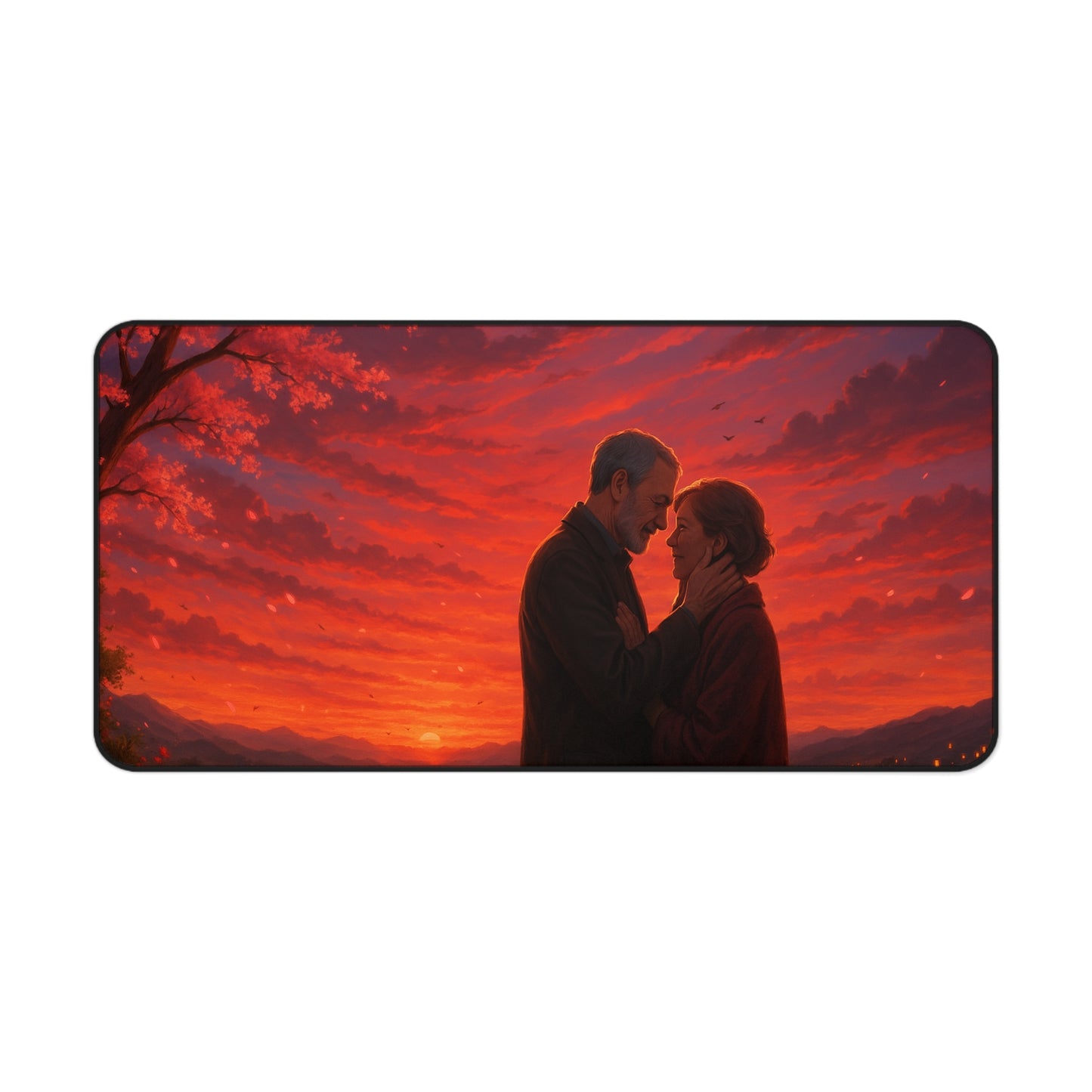 Romantic Sunset Desk Mat, Inspiring office decor, Gift for couples, Home workspace accessory, Perfect for anniversaries, Cozy atmosphere