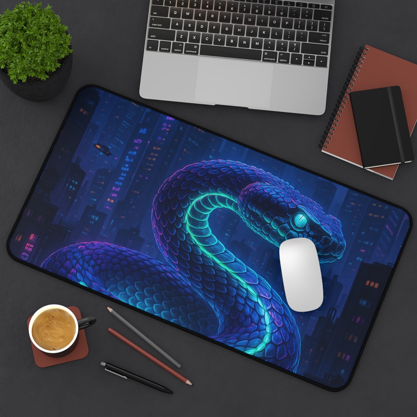 Mystical Snake Desk Mat Gaming Accessories, Office Decor, Unique Gift, Computer Mouse Pad, Fantasy Home Office