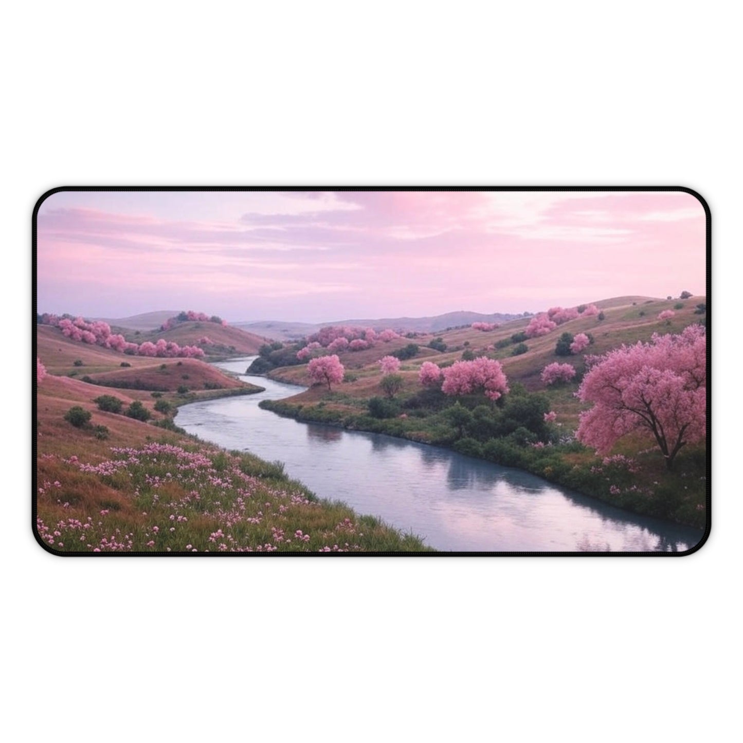 Serene Cherry Blossom Desk Mat - Nature-Inspired Work Space Decor