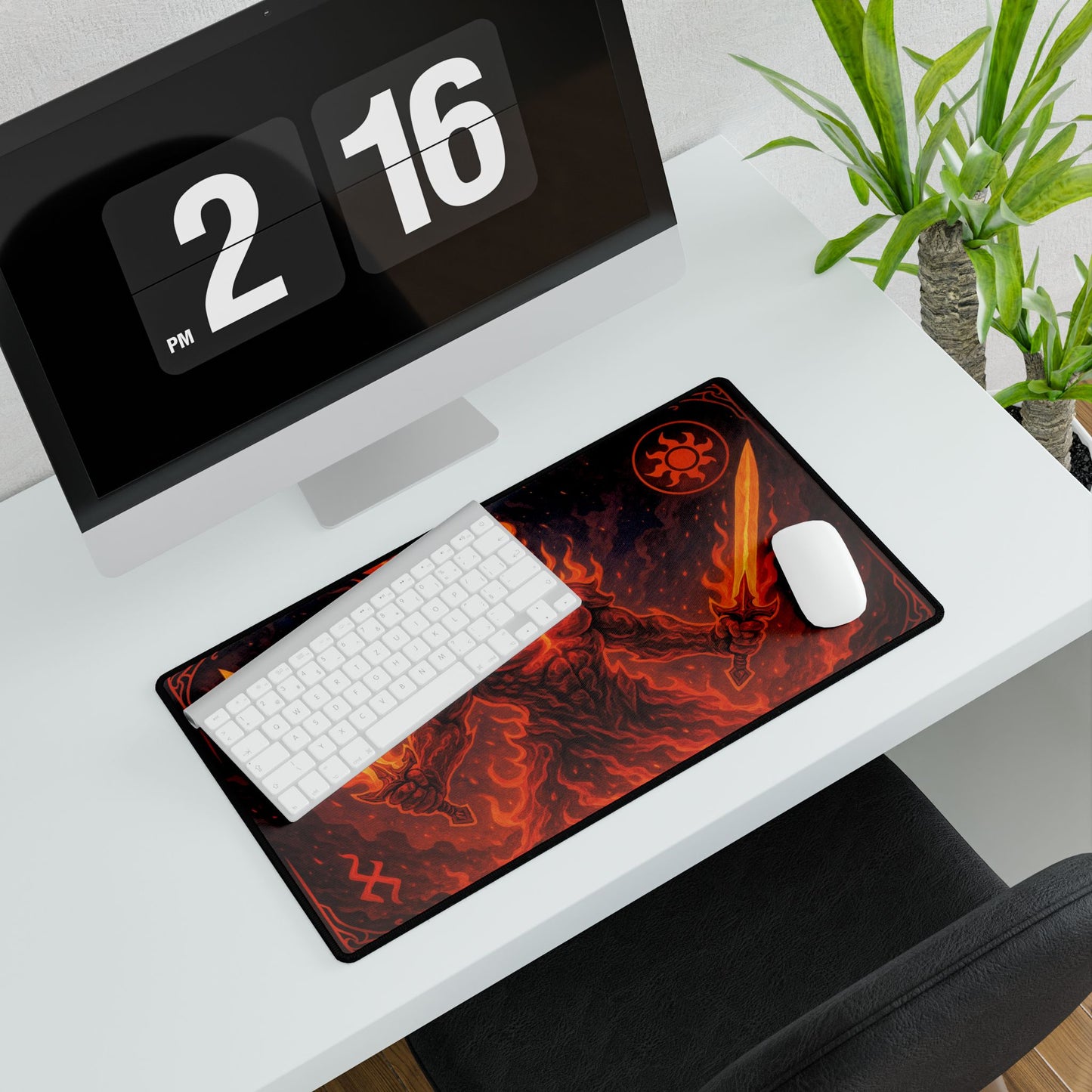 π₯ Fiery Elemental Warrior Desk Mat β Bold Style Meets Battle-Ready Performance