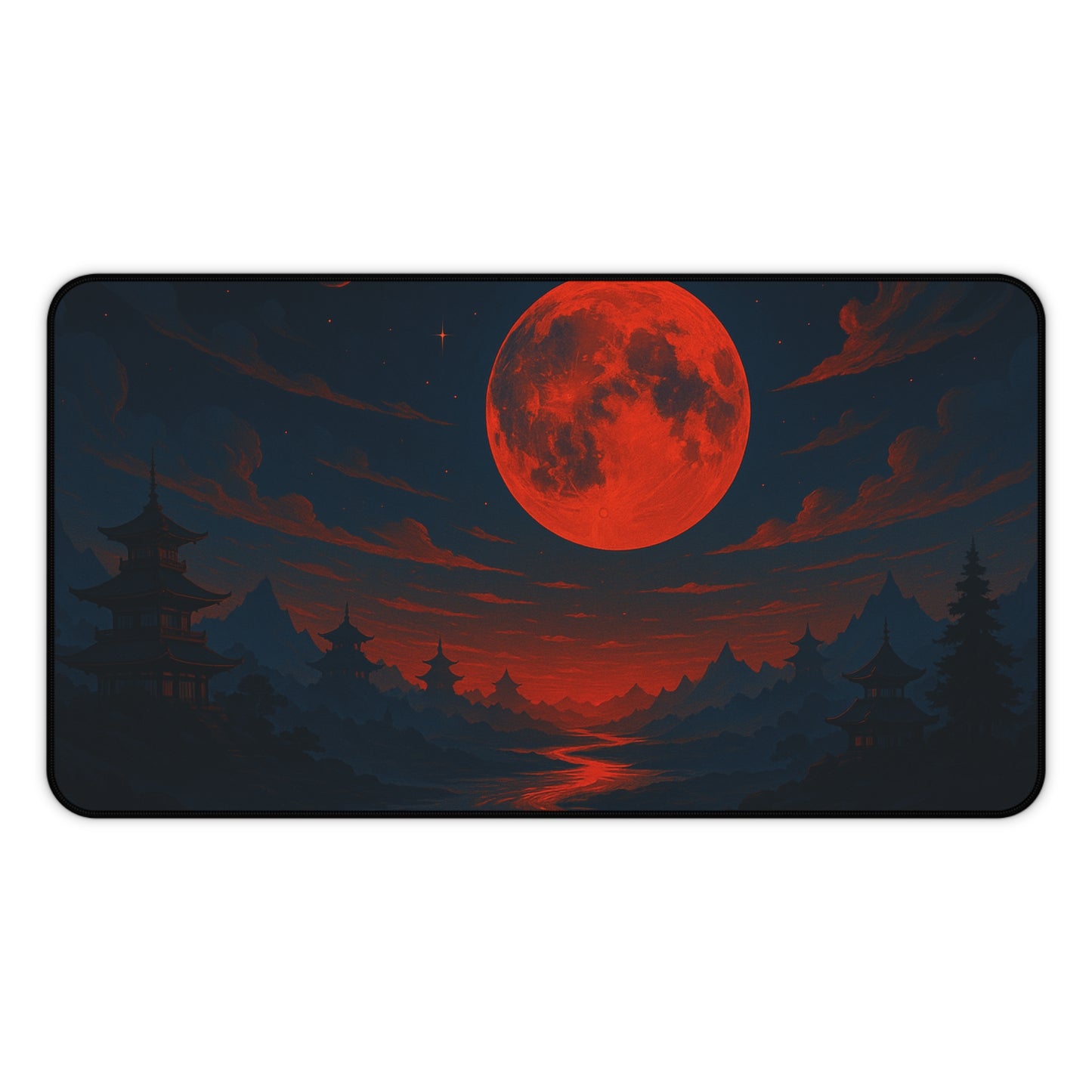 Moonlit Serenity Desk Mat - Aesthetic Office Decor, Gaming Mouse Pad, Moon Phase Gift, Nature Lover's Gift, Desk Accessories