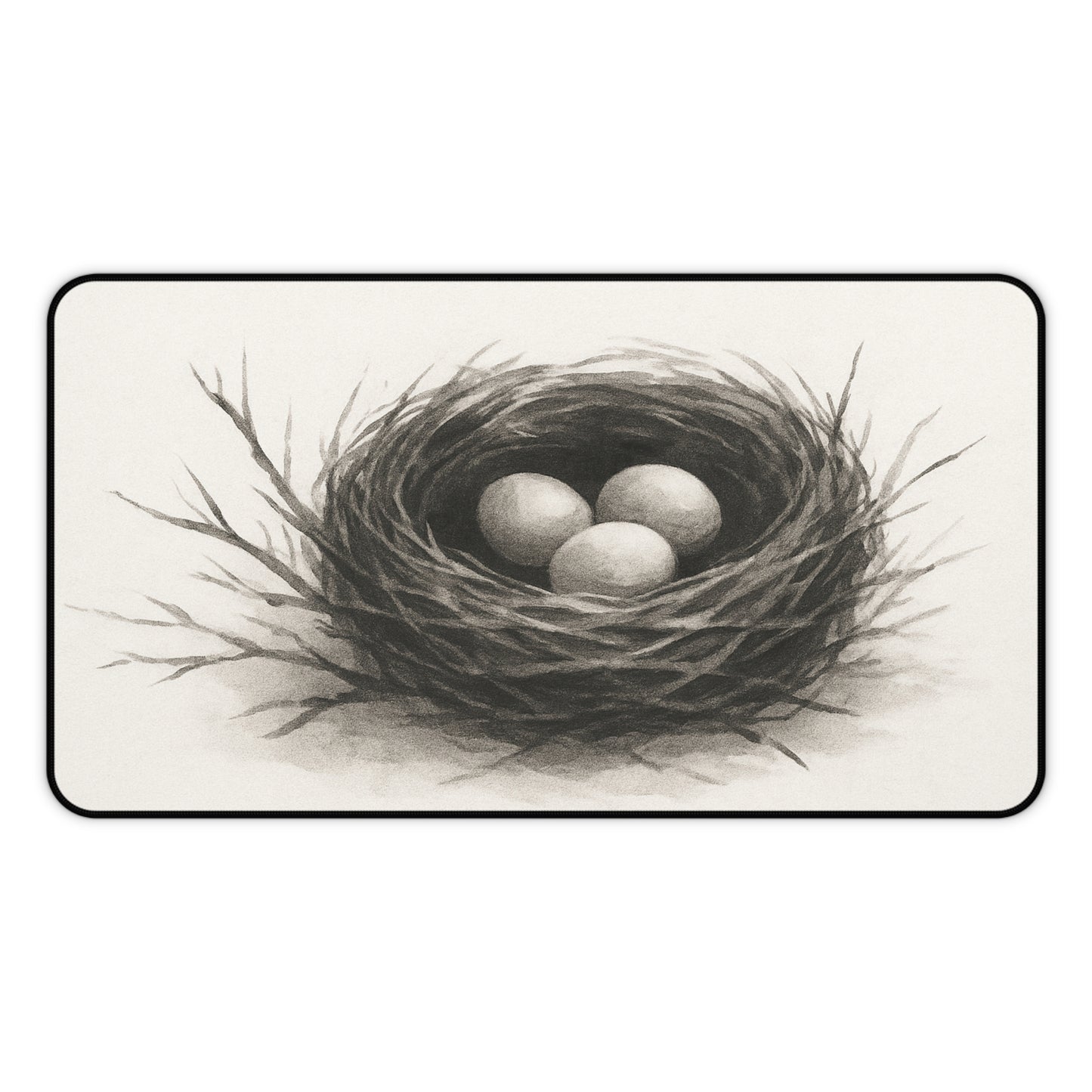 Serene Nest Desk Mat - Cozy Office Decor, Home Office Accessory, Gift for Nature Lovers, Minimalist Workplace, Eggs in Nest Design
