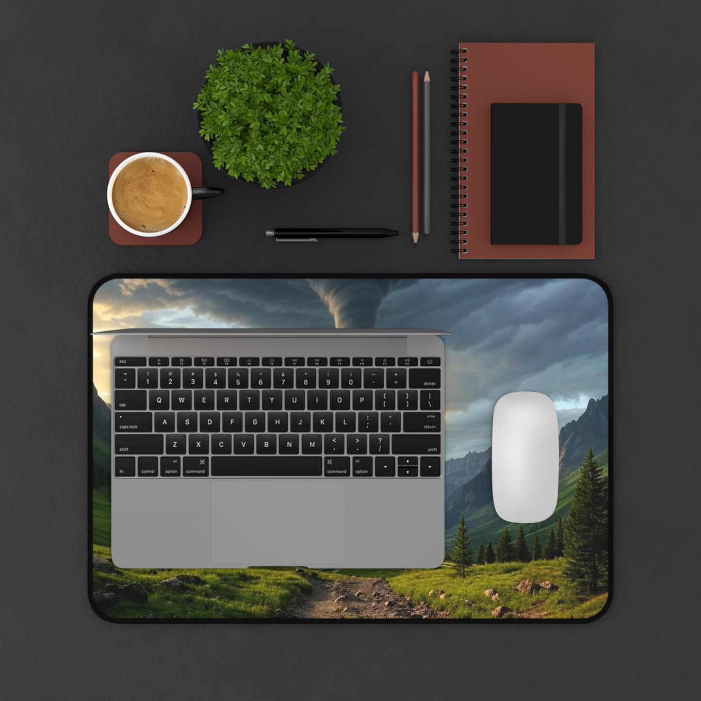 Tornado Desk Mat - Game Room Decor, Office Accessories, Home Office Gift, Unique Mouse Pad, Nature Themed
