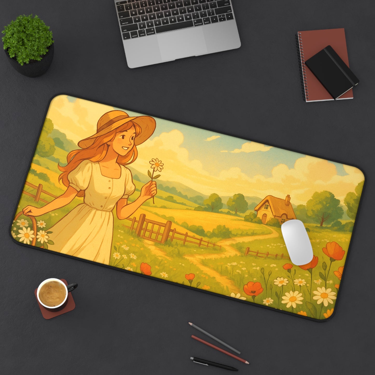 Enchanting Floral Desk Mat, Office Decor, Nature Lover Gift, Workspace Organizer, Ideal for Home or Office