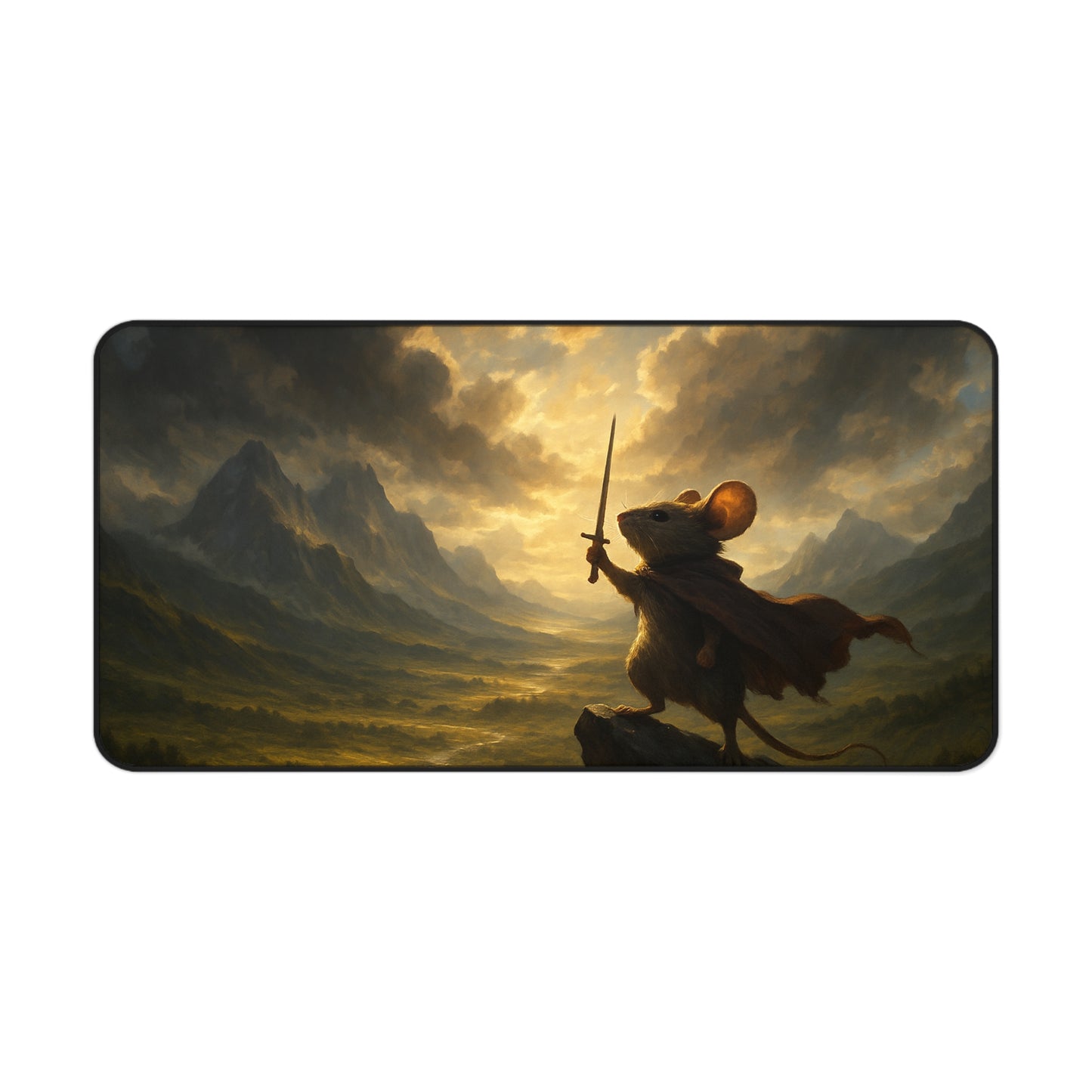 Fantasy Mouse Warrior Desk Mat - Inspirational Mouse Design for Gamers & Dreamers