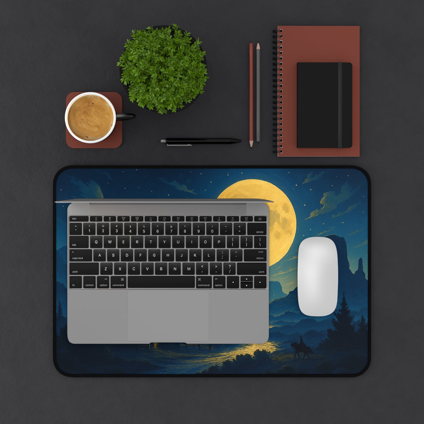 Serene Landscape Desk Mat - Moonlit Night Decor for Home Office, Gaming Setup, Unique Gift, Office Accessories, Desk Organizer