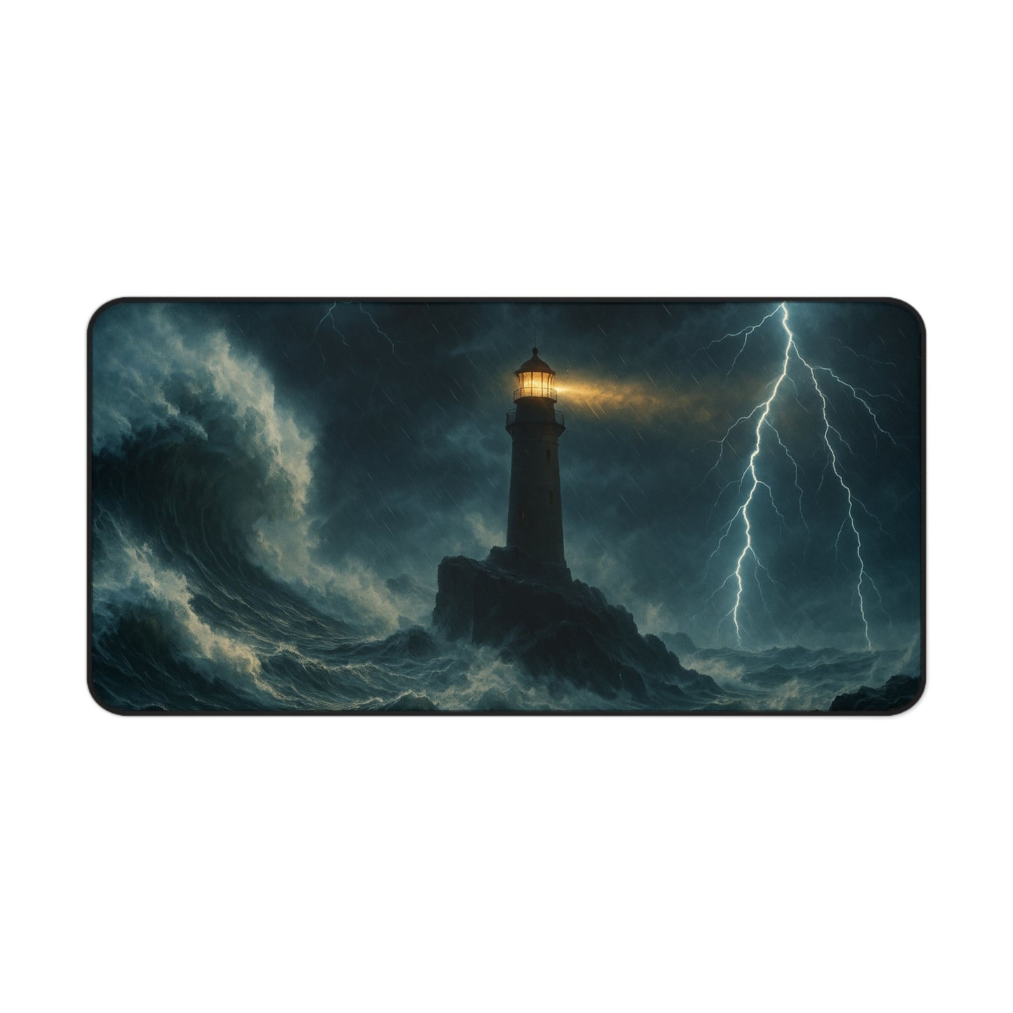 Stormy Lighthouse Desk Mat Perfect for Home Office Gamer