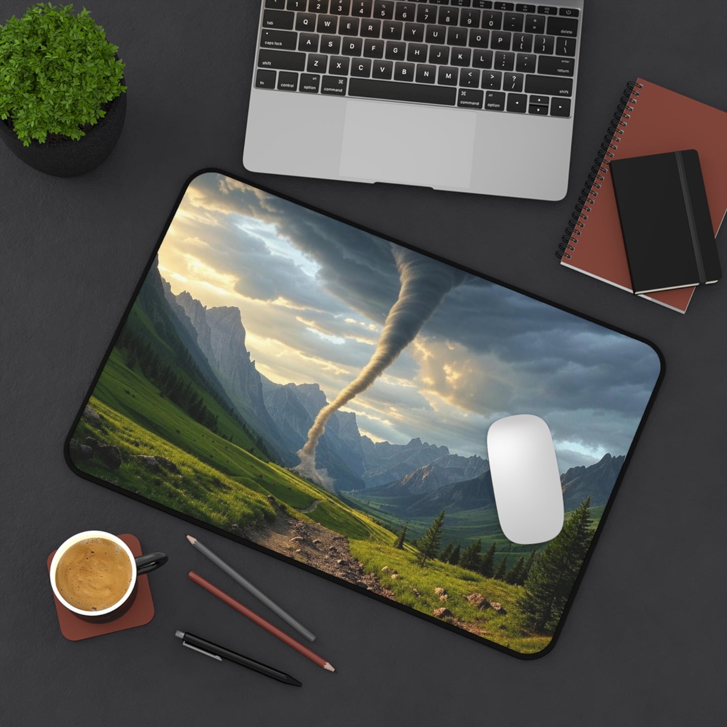 Tornado Desk Mat - Game Room Decor, Office Accessories, Home Office Gift, Unique Mouse Pad, Nature Themed