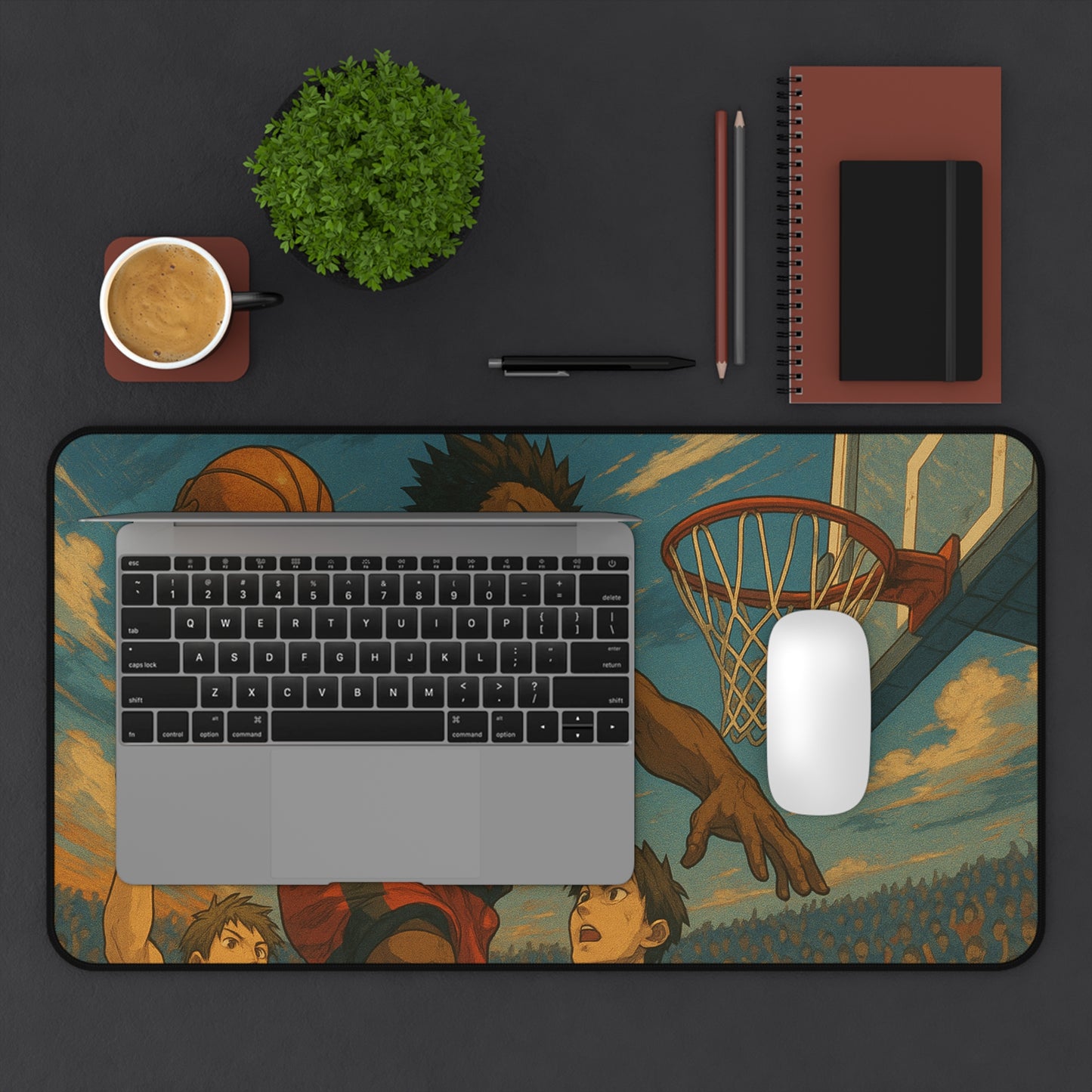 Basketball-Themed Desk Mat, Perfect for Sports Fans, Gamers & Students, Gift for Coaches, Back to School, Office Decor