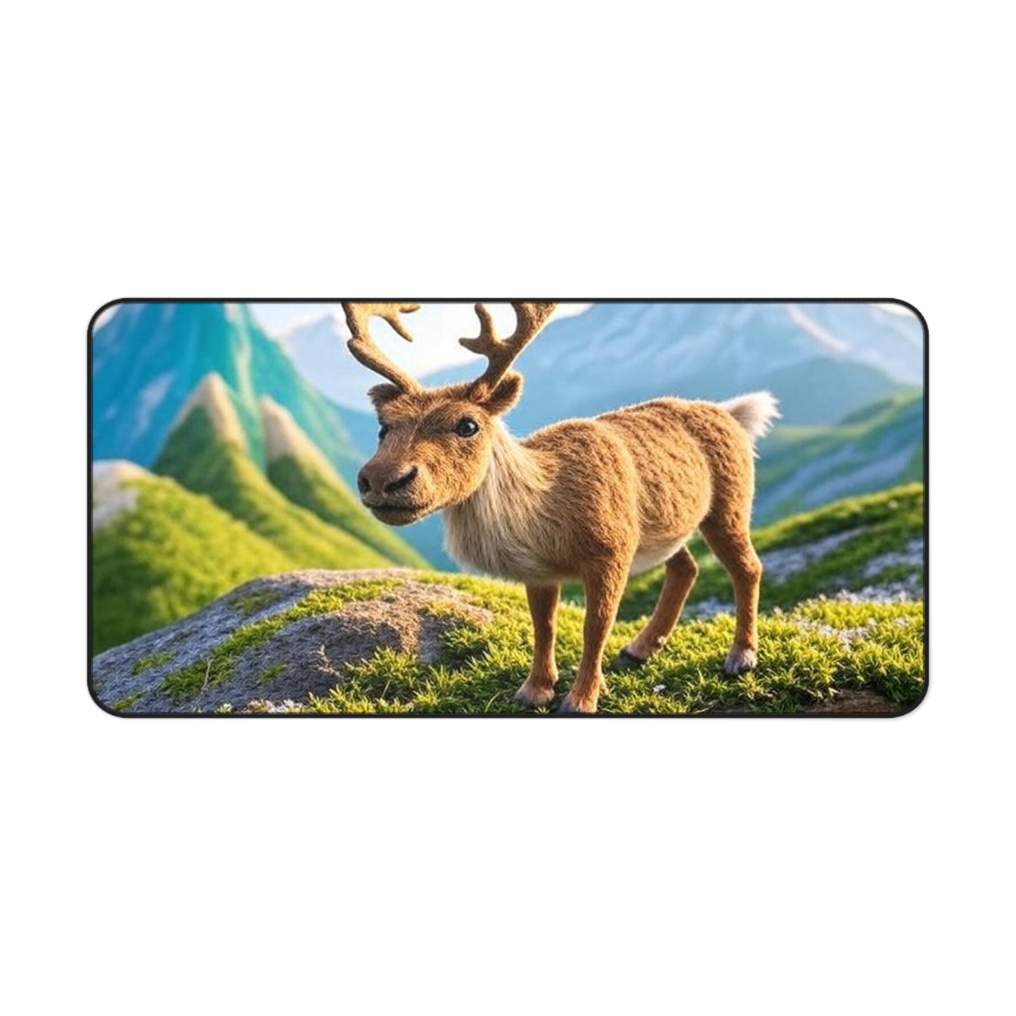 Whimsical Reindeer Desk Mat, Cozy Desk Decor, Office Mouse Pad, Nature Themed Gift, Holiday Home Office Accessory