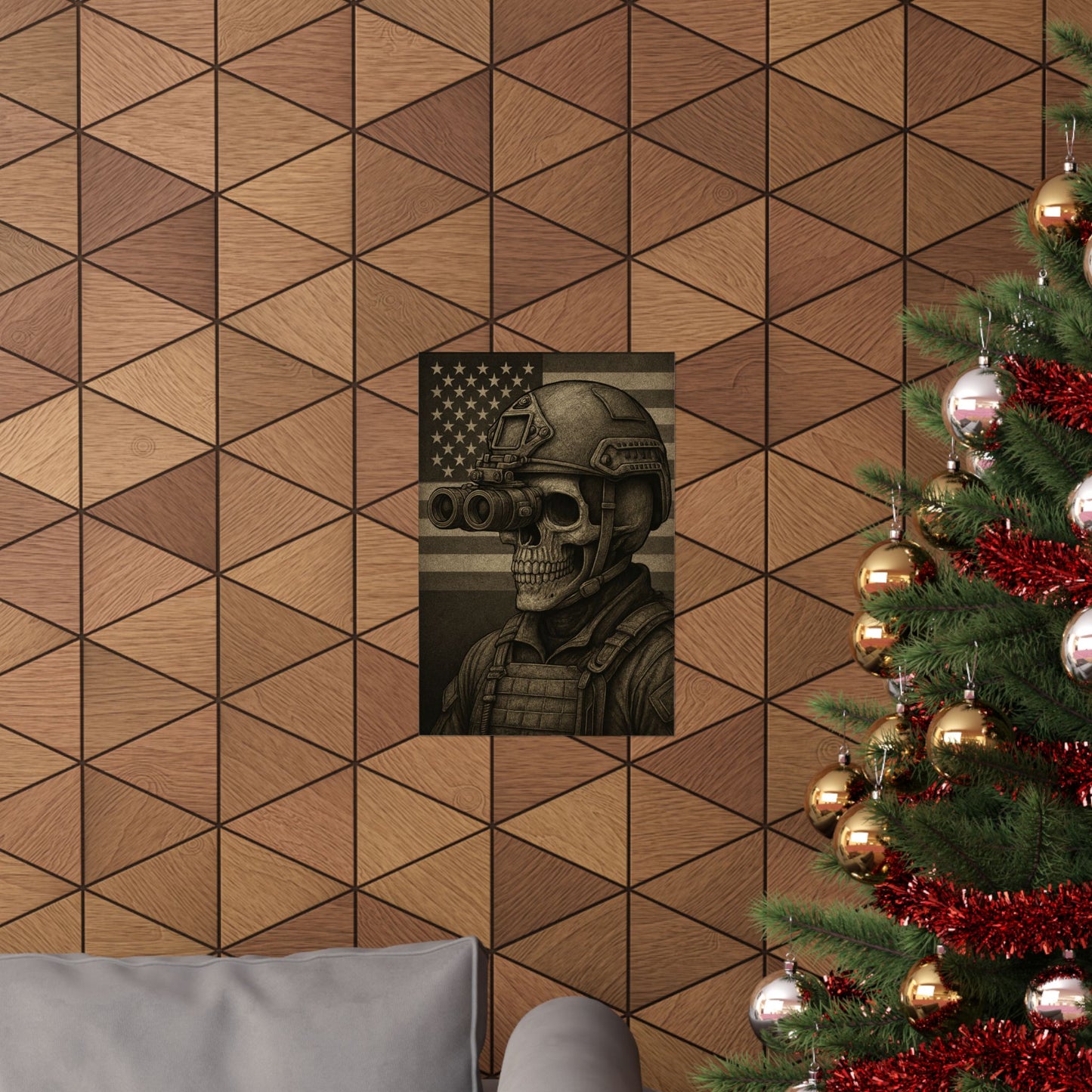 Silent Sentinel – Military Skull with Night Vision Matte Poster