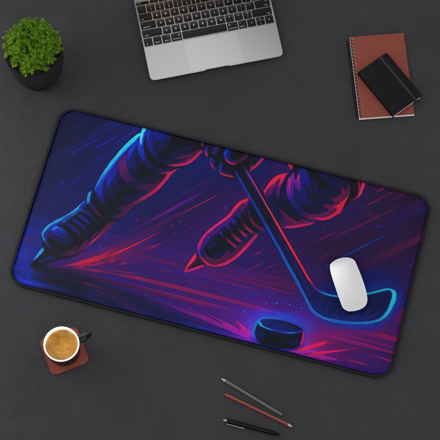 Hockey Gamer Desk Mat โ Neon Intensity at Your Fingertips