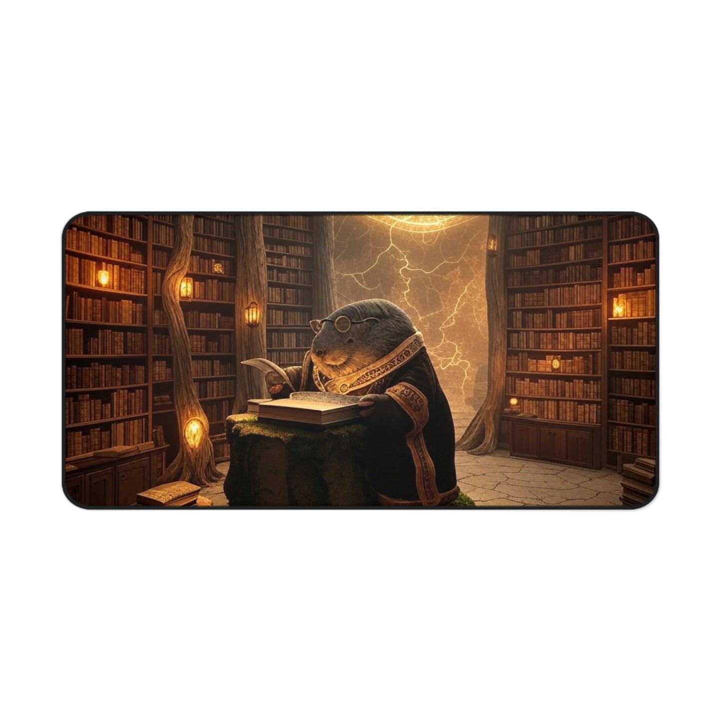Cozy Library Desk Mat | Reading Vibes, Home Office Decor, Gift for Book Lovers, Gaming Mat, Unique Workstation Accessory
