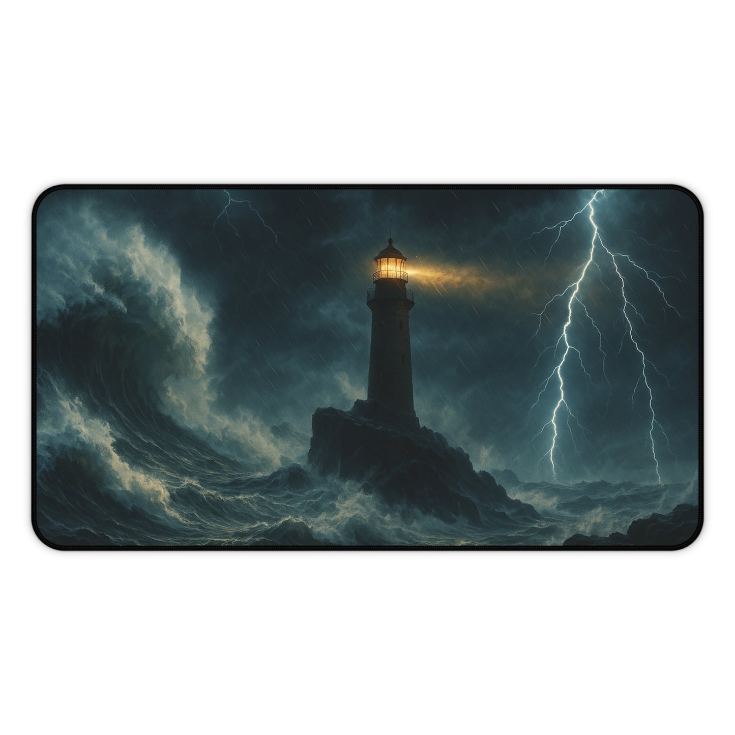 Stormy Lighthouse Desk Mat Perfect for Home Office Gamer