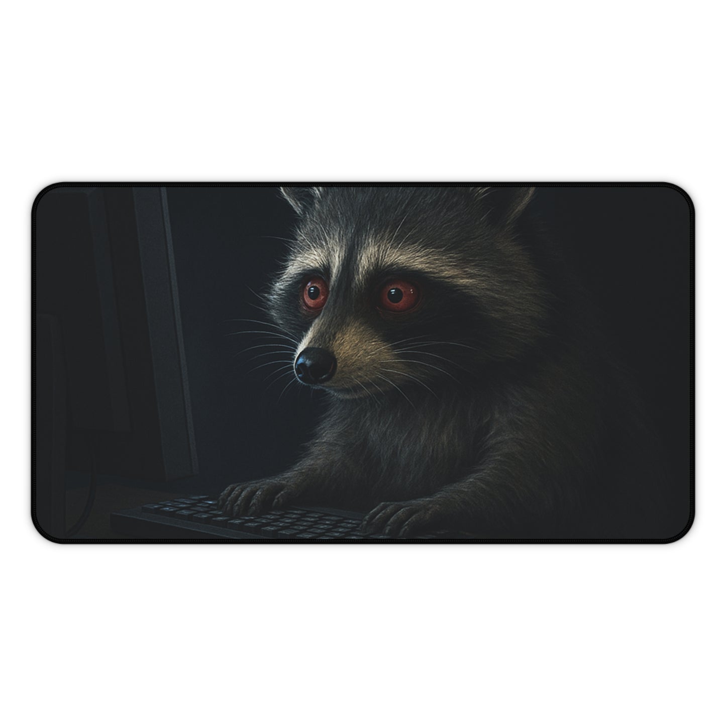 Late Night Raccoon Gaming Desk Mat – Neoprene Comfort & Style