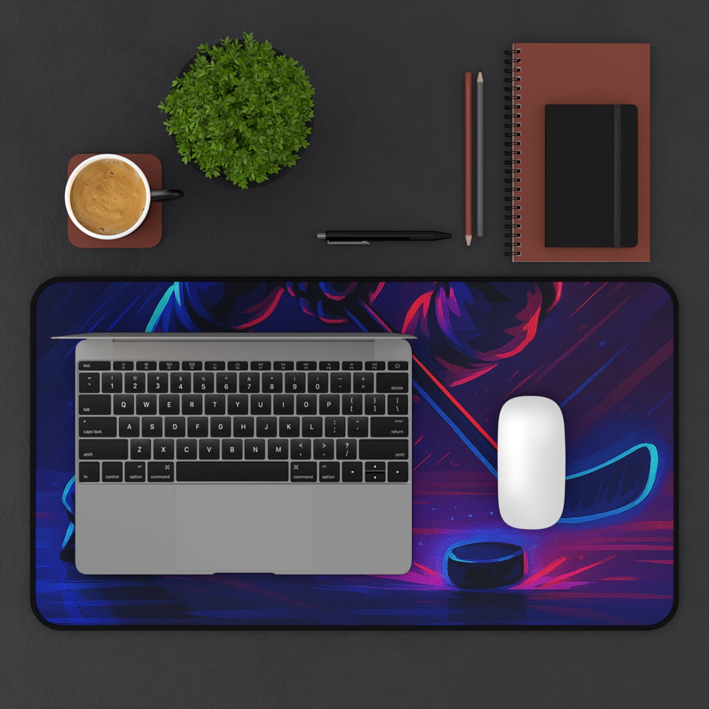 Hockey Gamer Desk Mat โ Neon Intensity at Your Fingertips