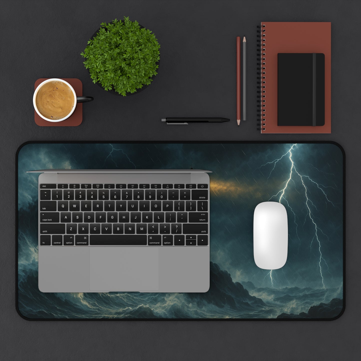 Stormy Lighthouse Desk Mat Perfect for Home Office Gamer