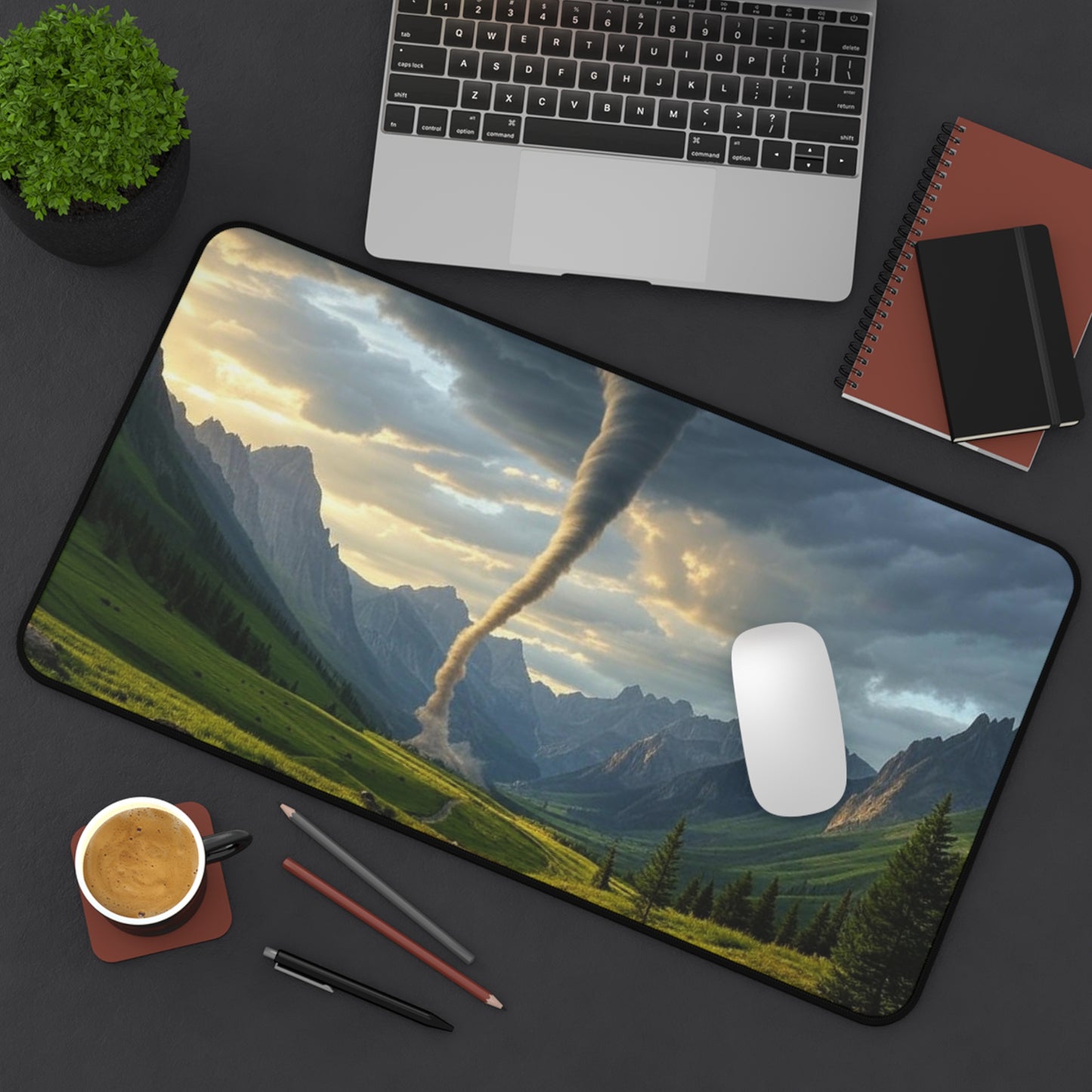 Tornado Desk Mat - Game Room Decor, Office Accessories, Home Office Gift, Unique Mouse Pad, Nature Themed